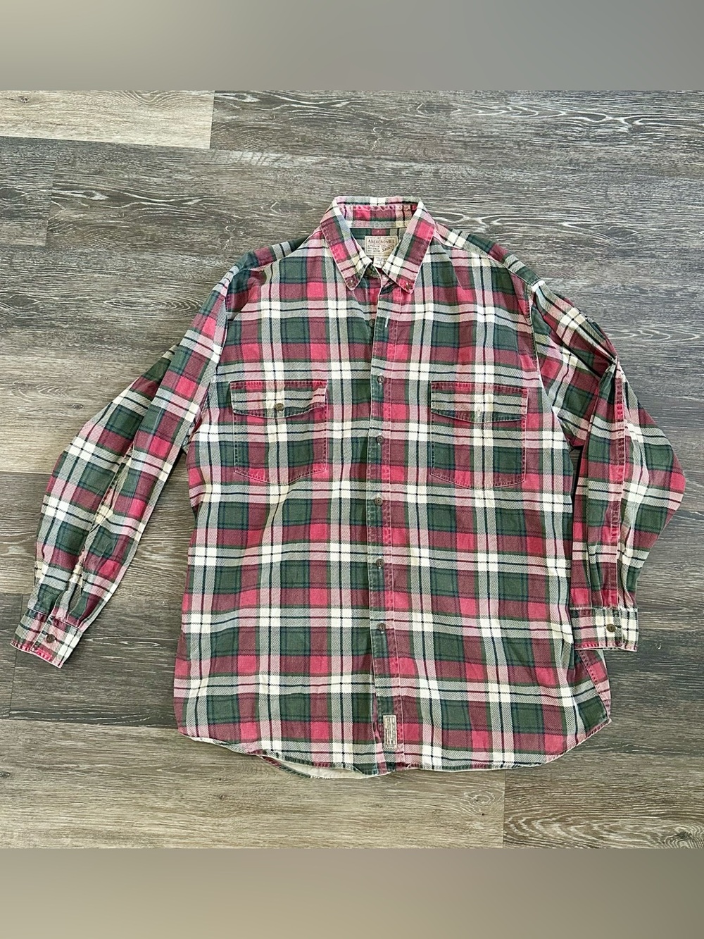 Vintage 90s Abercrombie & Fitch Plaid Men’s Flannel Shirt Red Green Large
